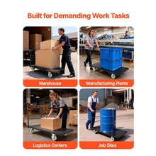 Heavy Duty Platform Truck Industrial Steel Flatbed Cart with Swivel Wheels and Handle Platform Hand Push Truck Dolly for Luggage Moving