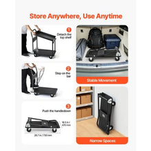 Heavy Duty Platform Hand Truck with Wheels High-Strength Steel 2 Tier Moving Flatbed Cart