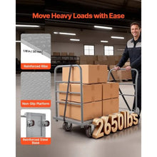 Platform Truck 2650 lbs Capacity Heavy Duty Flatbed Cart Dolly with Detachable Guardrail and Swivel Wheels Foldable Hand Push Truck Cart