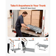 Platform Truck 2650 lbs Capacity Heavy Duty Flatbed Cart Dolly with Detachable Guardrail and Swivel Wheels Foldable Hand Push Truck Cart