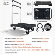 Foldable Push Cart Dolly Folding Platform Truck with Swivel Wheels Moving Platform Hand Truck Flatbed Cart