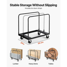 Drywall Cart Dolly Steel Panel Truck Cart with 5 inch Swivel Casters Lumber Drywall Dolly with with Tie-Down Strap & 3 Side Handrails for Factory
