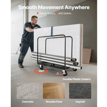 Drywall Cart Dolly Steel Panel Truck Cart with 5 inch Swivel Casters Lumber Drywall Dolly with with Tie-Down Strap & 3 Side Handrails for Factory