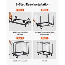 Drywall Cart Dolly Steel Panel Truck Cart with 5 inch Swivel Casters Lumber Drywall Dolly with with Tie-Down Strap & 3 Side Handrails for Factory