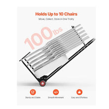 Folding Chair Rack 100 LBS Capacity Heavy-duty Chair Cart for Hanging 10 Chairs Multi-Function Metal Chair Storage Dolly with Rubber Wheels