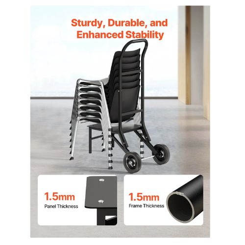 Folding Chair Rack 150 LBS Capacity Heavy-duty Chair Cart for Stacking ...