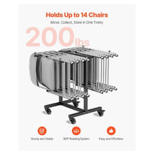 Folding Chair Rack 200 LBS Capacity Heavy-duty Metal Chair Storage Dolly with Rubber Wheels Multi-Function Chair Holder
