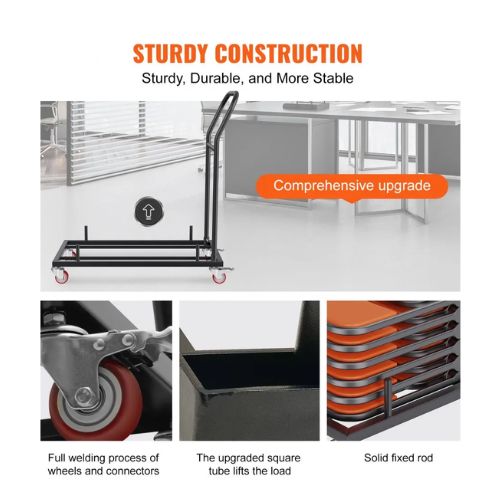 Folding Chair Dolly Iron Commercial Cart with 12 Chairs Capacity ...