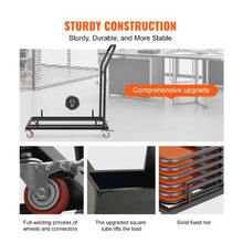 Folding Chair Dolly Iron Commercial Cart with 12 Chairs Capacity Folding Chairs Rack Trolley with 4 Casters Transport Dolly for Flat Stacking Plastic Resin and Wood Chairs