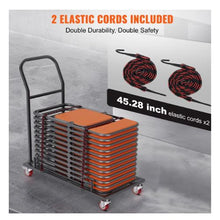 Folding Chair Dolly Iron Commercial Cart with 12 Chairs Capacity Folding Chairs Rack Trolley with 4 Casters Transport Dolly for Flat Stacking Plastic Resin and Wood Chairs