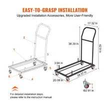 Folding Chair Dolly Iron Commercial Cart with 12 Chairs Capacity Folding Chairs Rack Trolley with 4 Casters Transport Dolly for Flat Stacking Plastic Resin and Wood Chairs