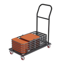 Folding Chair Dolly Iron Commercial Cart with 12 Chairs Capacity Folding Chairs Rack Trolley with 4 Casters Transport Dolly for Flat Stacking Plastic Resin and Wood Chairs