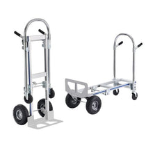 Aluminum Hand Truck Heavy Duty Industrial Convertible Folding Hand Truck and Dolly Utility Cart Converts from Hand Truck to Platform Cart with Rubber Wheels