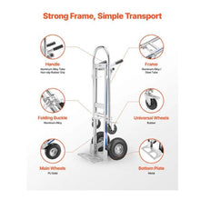 2 in 1 Hand Truck Convertible Hand Truck Dolly with Non-Slip Handle & Wheels Portable Trolley Dolly