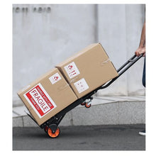 Aluminum Hand Truck 300 lbs Load Capacity Heavy Duty Industrial Convertible Folding Hand Truck and Dolly Utility Cart Converts from Hand Truck to Platform Cart with Rubber Wheels