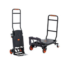 Aluminum Hand Truck 300 lbs Load Capacity Heavy Duty Industrial Convertible Folding Hand Truck and Dolly Utility Cart Converts from Hand Truck to Platform Cart with Rubber Wheels