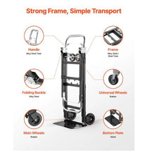 2 in 1 Folding Hand Truck 500 lbs Load Capacity Convertible Hand Truck Dolly with Wheels & Adjustable Handle