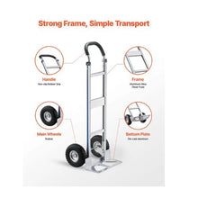 Hand Truck 500 lbs Load Capacity Heavy-Duty Hand Truck Dolly with Non-Slip Wheels & Handle Aluminum Alloy Portable Trolley Dolly with Tie-down Strap