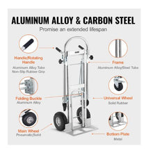 Aluminum Folding Hand Truck 4 in 1 Design 1000 lbs Capacity Heavy Duty Industrial Collapsible cart Dolly Cart with Rubber Wheels for Transport