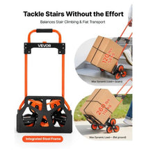 Stair Climbing Cart 120 lbs Stair Climbing Capacity Portable Folding Trolley Cart with Telescoping Handle 6 Wheels and 2 Bungee Cords