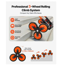 Stair Climbing Cart 120 lbs Stair Climbing Capacity Portable Folding Trolley Cart with Telescoping Handle 6 Wheels and 2 Bungee Cords