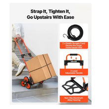 Stair Climbing Cart 120 lbs Stair Climbing Capacity Portable Folding Trolley Cart with Telescoping Handle 6 Wheels and 2 Bungee Cords