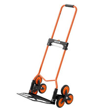 Stair Climbing Cart 120 lbs Stair Climbing Capacity Portable Folding Trolley Cart with Telescoping Handle 6 Wheels and 2 Bungee Cords