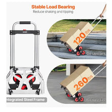 Stair Climbing Cart 260 lbs Capacity Stair Climber Hand Truck and Dolly Heavy-Duty Folding Trolley Cart with Telescoping Handle