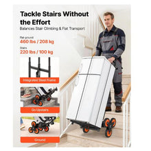 Stair Climbing Cart 220 lbs Stair Climbing Capacity Heavy Duty Folding Trolley Cart with Telescoping Handle 6 Wheels and 2 Bungee Cords
