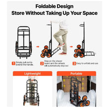 Stair Climbing Cart 220 lbs Stair Climbing Capacity Heavy Duty Folding Trolley Cart with Telescoping Handle 6 Wheels and 2 Bungee Cords