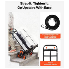 Stair Climbing Cart 220 lbs Stair Climbing Capacity Heavy Duty Folding Trolley Cart with Telescoping Handle 6 Wheels and 2 Bungee Cords