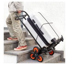 Stair Climbing Cart 220 lbs Stair Climbing Capacity Heavy Duty Folding Trolley Cart with Telescoping Handle 6 Wheels and 2 Bungee Cords