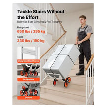 Stair Climbing Cart Aluminum Alloy Folding Trolley Cart with Telescoping Handle 6 Wheels and 2 Bungee Cords