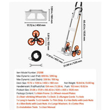 Stair Climbing Cart Aluminum Alloy Folding Trolley Cart with Telescoping Handle 6 Wheels and 2 Bungee Cords