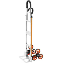 Stair Climbing Cart Aluminum Alloy Folding Trolley Cart with Telescoping Handle 6 Wheels and 2 Bungee Cords