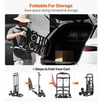 Stair Climbing Cart 460 lbs Capacity Stair Climber Hand Truck and Dolly Heavy-Duty Folding Trolley Cart with Dual Handle 6 Wheels & 2 Elastic Ropes for Home Office