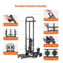 Stair Climbing Cart 460 lbs Capacity Stair Climber Hand Truck and Dolly Heavy-Duty Folding Trolley Cart with Dual Handle 6 Wheels & 2 Elastic Ropes for Home Office