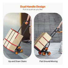 Stair Climbing Cart 440 lbs Capacity Stair Climber Hand Truck and Dolly Heavy-Duty Folding Trolley Cart with Dual Handle 6 Wheels & 2 Elastic Ropes