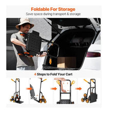 Stair Climbing Cart 440 lbs Capacity Stair Climber Hand Truck and Dolly Heavy-Duty Folding Trolley Cart with Dual Handle 6 Wheels & 2 Elastic Ropes