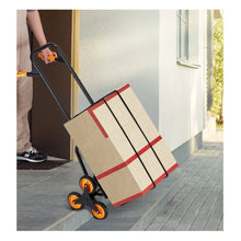 Stair Climbing Cart 440 lbs Capacity Stair Climber Hand Truck and Dolly Heavy-Duty Folding Trolley Cart with Dual Handle 6 Wheels & 2 Elastic Ropes