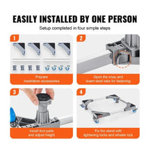 Mini Fridge Stand 400 lbs Load 4 Strong Feet 4 Locking Swivel Wheels 4 Locking Swivel Wheels Multi-Functional Adjustable Base for Washing Machine