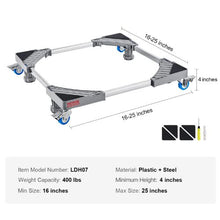 Mini Fridge Stand 400 lbs Load 4 Strong Feet 4 Locking Swivel Wheels 4 Locking Swivel Wheels Multi-Functional Adjustable Base for Washing Machine