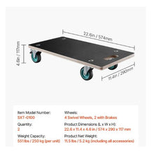 Furniture Dolly 551 lbs Load Capacity Furniture Moving Dollies with 4 TPR Silent Wheels Rectangle Multifunctional Flat Dolly for Piano Furniture
