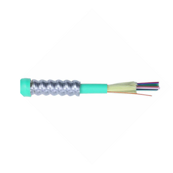 6 Fiber OFCR OM4 Interlock Armored Tight Buffer Optical Fiber Cable Aqua L3006P401