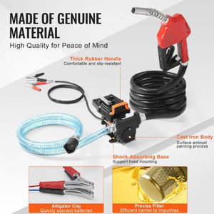 15 GPM 12V Portable Fuel Transfer Pump Kit with Auto Nozzle