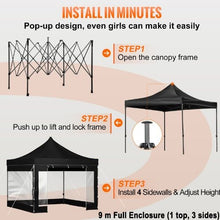 10x10FT PVC Outdoor Patio Gazebo Tent with Removable Sidewalls Black