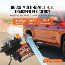 15 GPM 12V Portable Fuel Transfer Pump Kit with Auto Nozzle