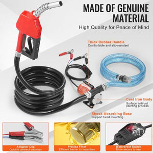 8 GPM 12V Portable Fuel Transfer Pump Kit with Auto Nozzle