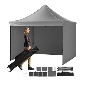 10x10FT Outdoor Camping Canopy Screen Tent With Removable Sidewalls Dark Gray
