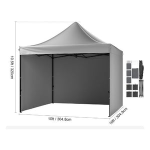 10x10FT Outdoor Camping Canopy Screen Tent With Removable Sidewalls Dark Gray
